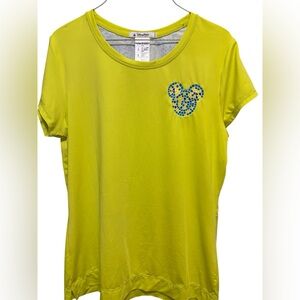 Disney Parks Lime Green Tee‎ with Blue Mickey Icon